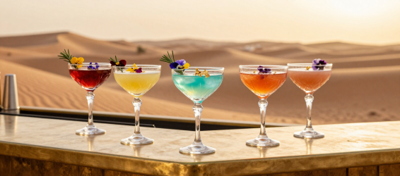 Colorful row of bespoke mocktails