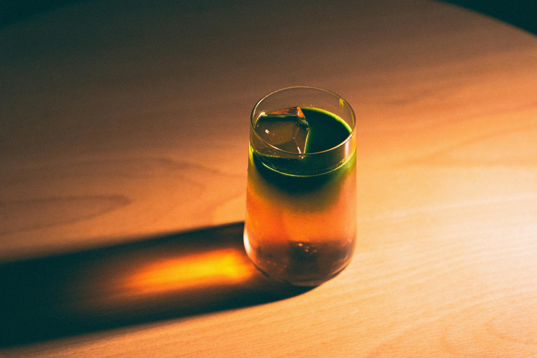 Layered mocktail in clear glass